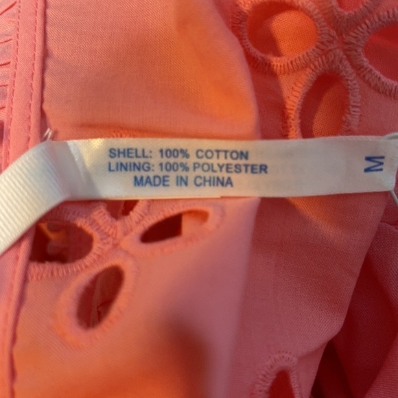 NEW Southern Tide Coral Pink Rowena Scalloped Eyelet Shift Dress US M - Picture 9 of 9